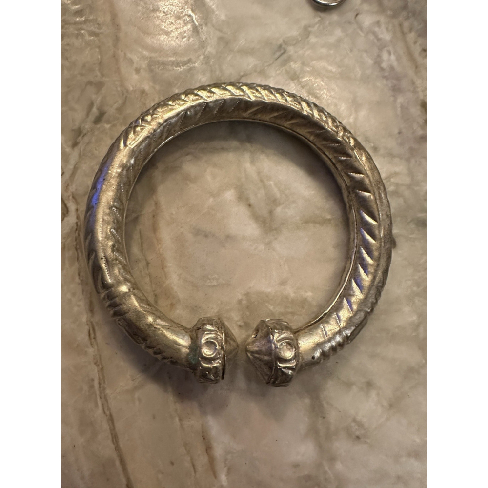 Vintage Burmese Double Headed Large Thick Hollow Handmade Bracelet Bangle Tribal